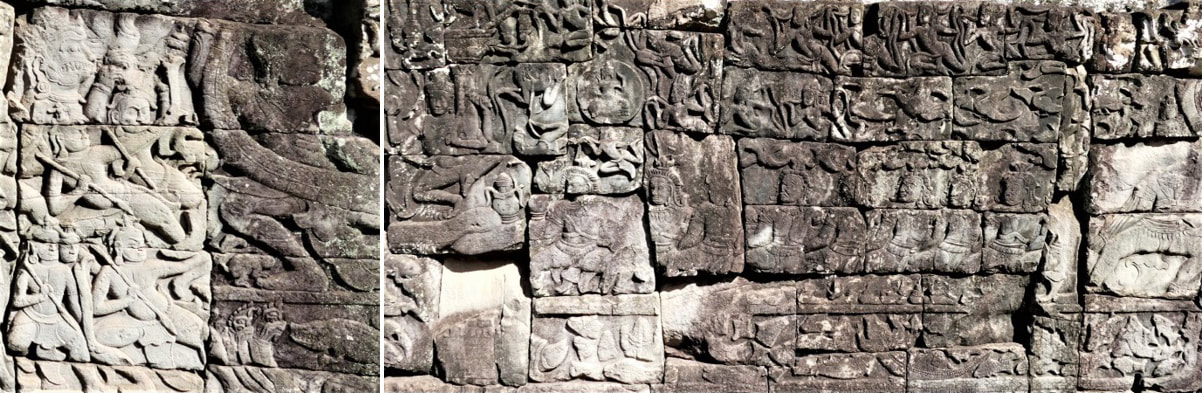 Bild 26 & 27: Bayon Tempel Quirlen des Milchozeans 